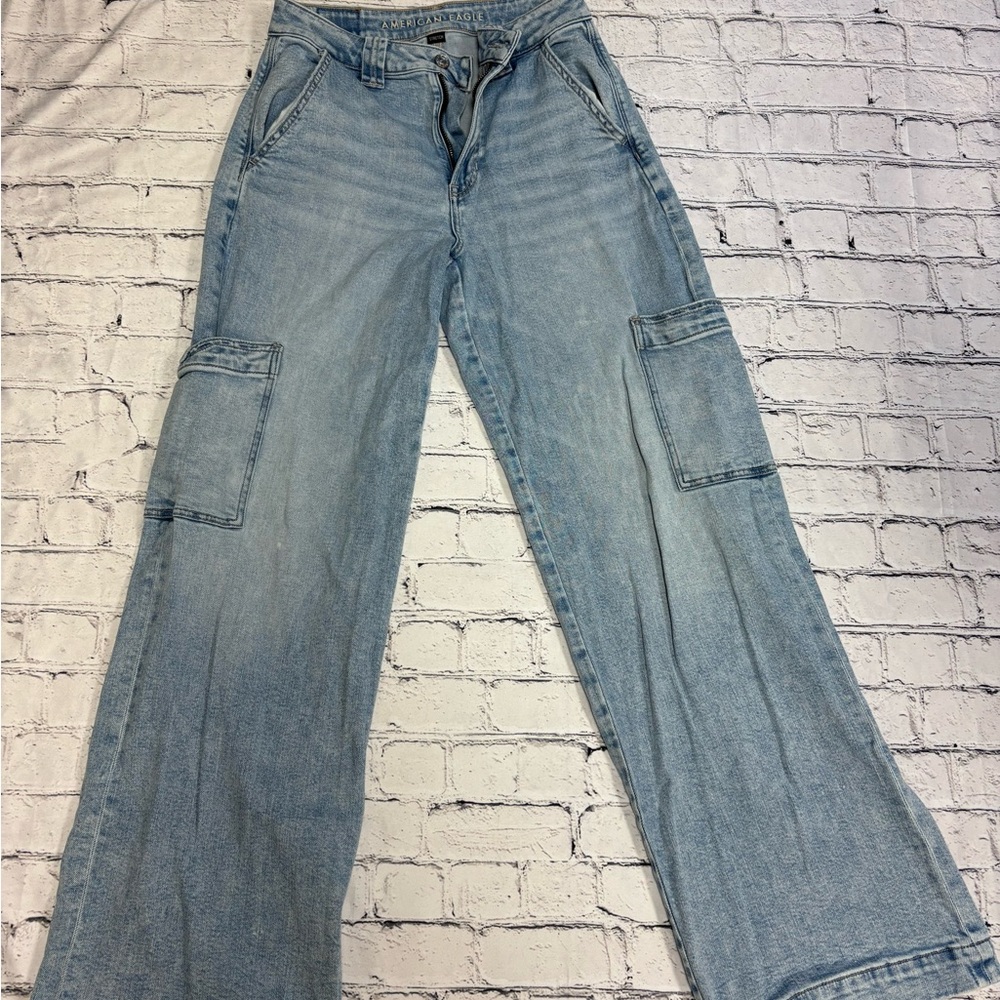 American Eagle Outfitters Blue Flare Wide Leg Jeans
